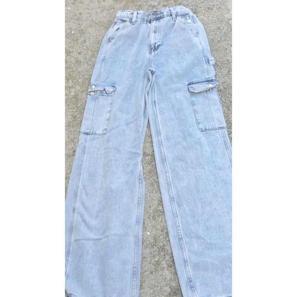 Cargo Style Playboy Jeans Bellbottoms Size 24 Flare From Thigh To Bottom Light